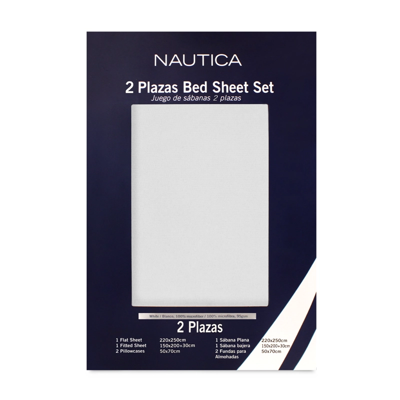 JUEGO DE SABANAS NAUTICA 3PIEZAS MICROFIBRA 1,5 PLAZAS BLANCO - 6