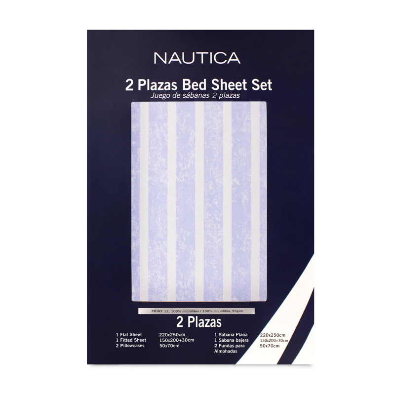 JUEGO DE SABANAS NAUTICA 3PIEZAS MICROFIBRA 1,5 PLAZAS LINEAS CELESTE - 6