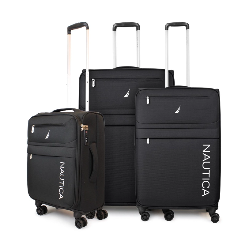 SET DE 3 MALETAS  BLANDA DE TELA S+M+L NAUTICA MUNICH NEGRA - 1