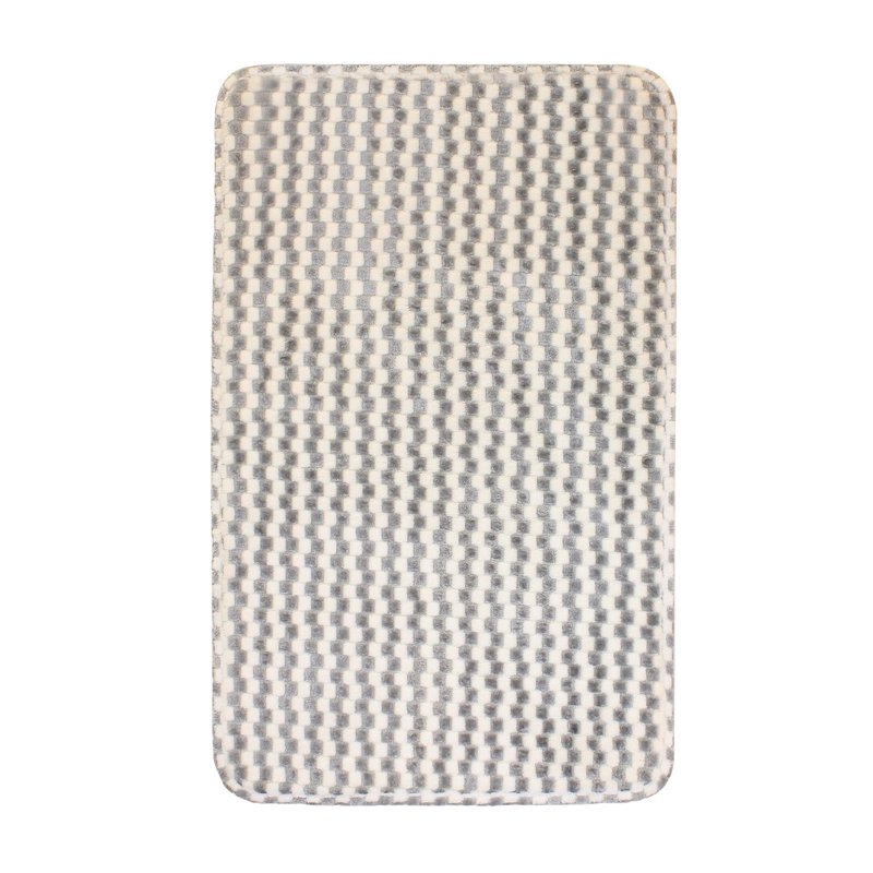 ALFOMBRA DE BAÑO MEMORY FOAM 50X80 CM CUADROS SILVER - 1