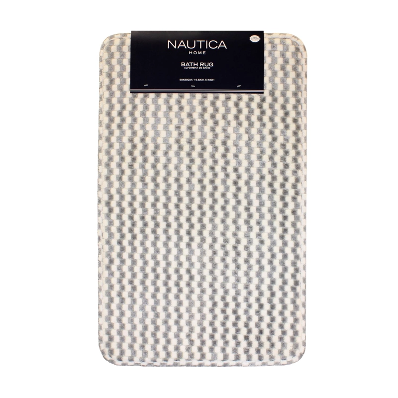 ALFOMBRA DE BAÑO MEMORY FOAM 50X80 CM CUADROS SILVER - 2
