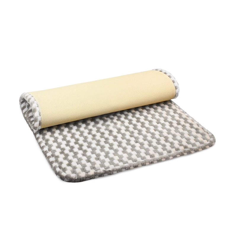 ALFOMBRA DE BAÑO MEMORY FOAM 50X80 CM CUADROS SILVER - 3