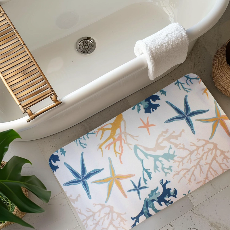 ALFOMBRA DE BAÑO NAUTICA PVC ANTIDESLIZANTE 39X69CM CORALES DE MAR - 1