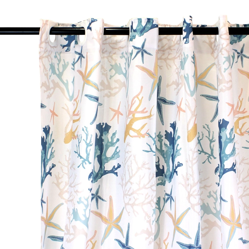 CORTINA PARA BAÑO NAUTICA POLIE STER 180X180CM DISEÑO CORALES DE MAR - 2