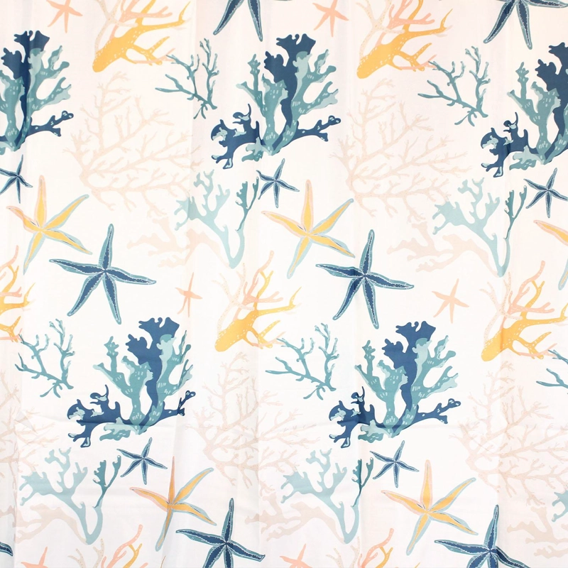 CORTINA PARA BAÑO NAUTICA POLIE STER 180X180CM DISEÑO CORALES DE MAR - 3