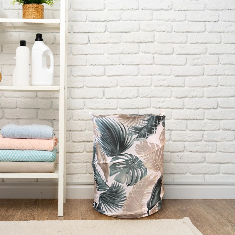 CESTO PARA ROPA PLEGABLE NAUTICA 42X55CM HOJAS TROPICALES - 1