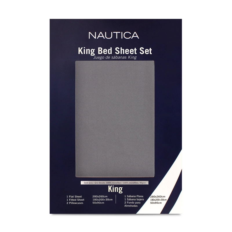 JUEGO DE SABANAS NAUTICA 4 PIEZAS MICROFIBRA KING PLOMO - 6