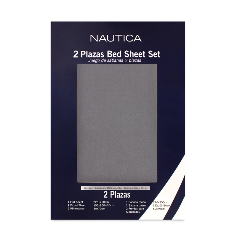 JUEGO DE SABANAS NAUTICA 4 PIEZAS MICROFIBRA 2 PLAZAS PLOMO - 6