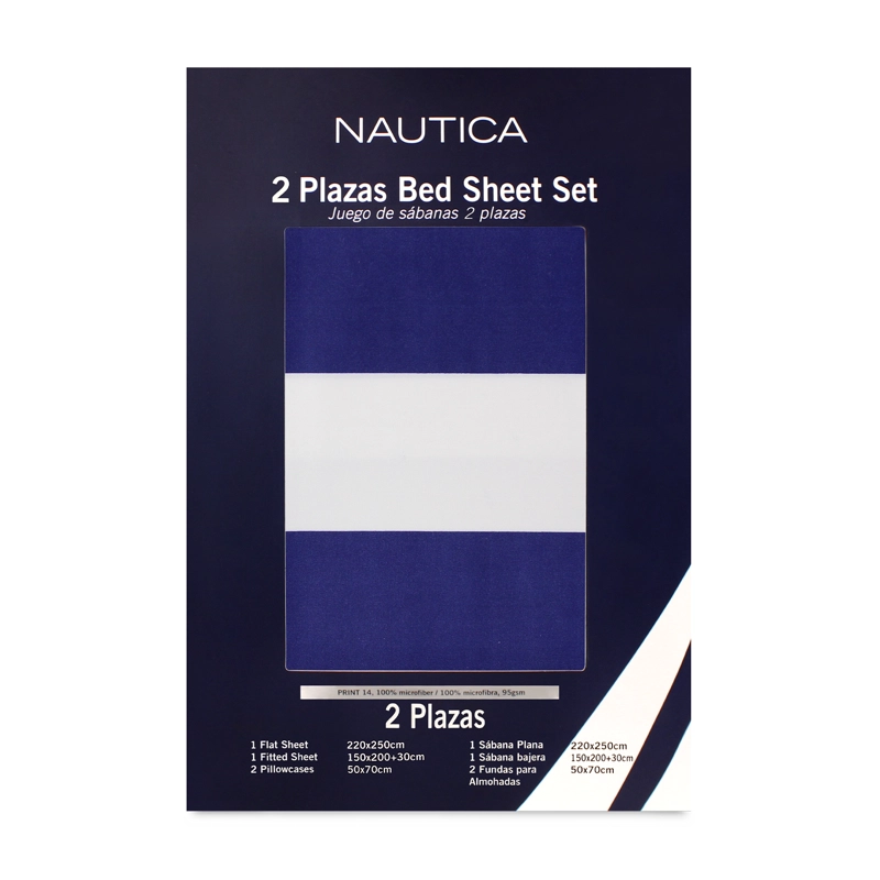 JUEGO DE SABANAS NAUTICA 4 PIEZAS MICROFIBRA 2 PLAZAS DISEÑO AZUL REY - 6