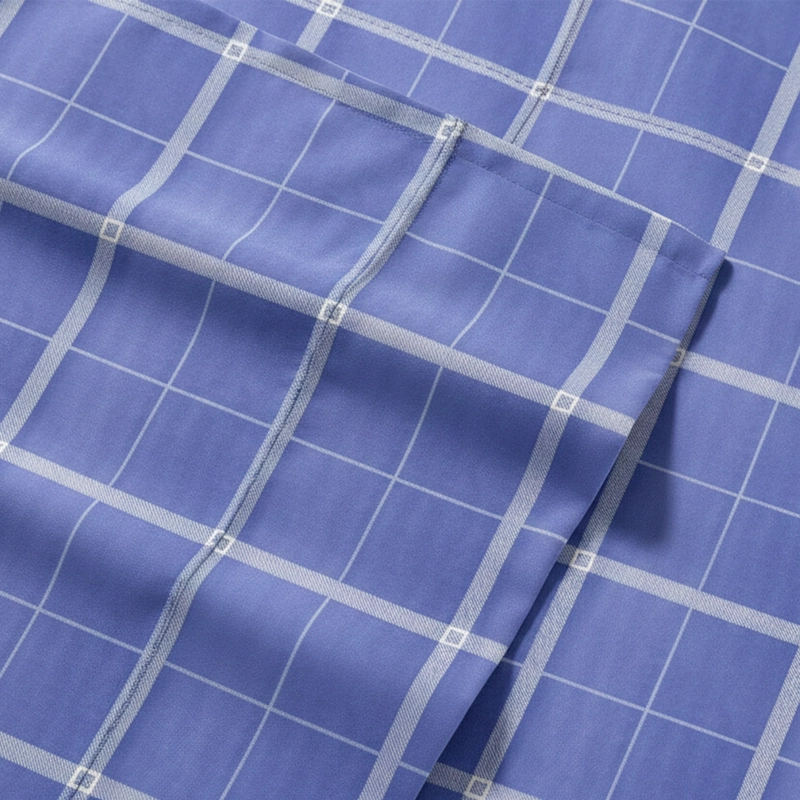 JUEGO DE SABANAS NAUTICA 4 PIEZAS MICROFIBRA 2 PLAZAS DISEÑO A CUADROS AZUL - 2