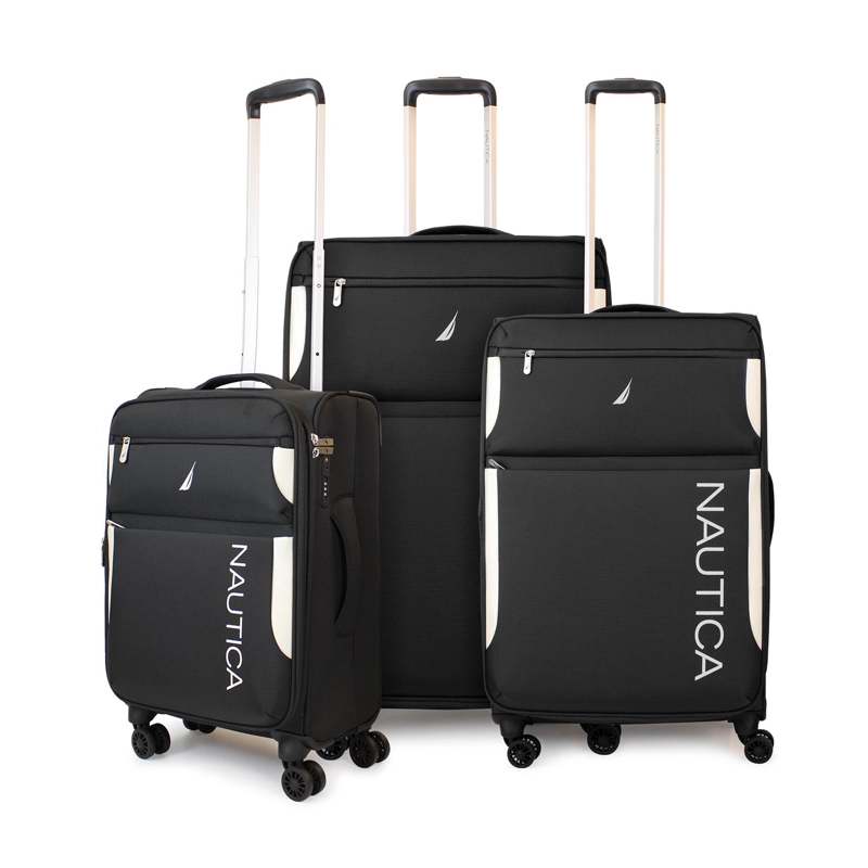 SET DE 3 MALETAS BLANDAS DE TELA S+M+L NAUTICA MARBELLA NEGRA - 1