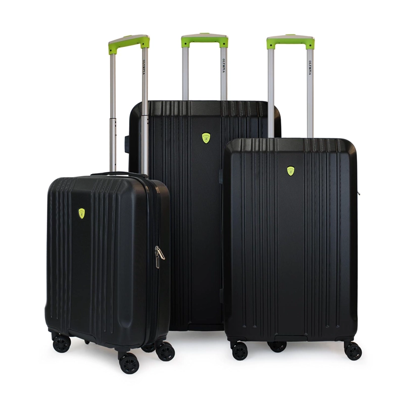 SET DE 3 MALETAS S+M+L OLYMPIA NEGRO-VERDE - 1