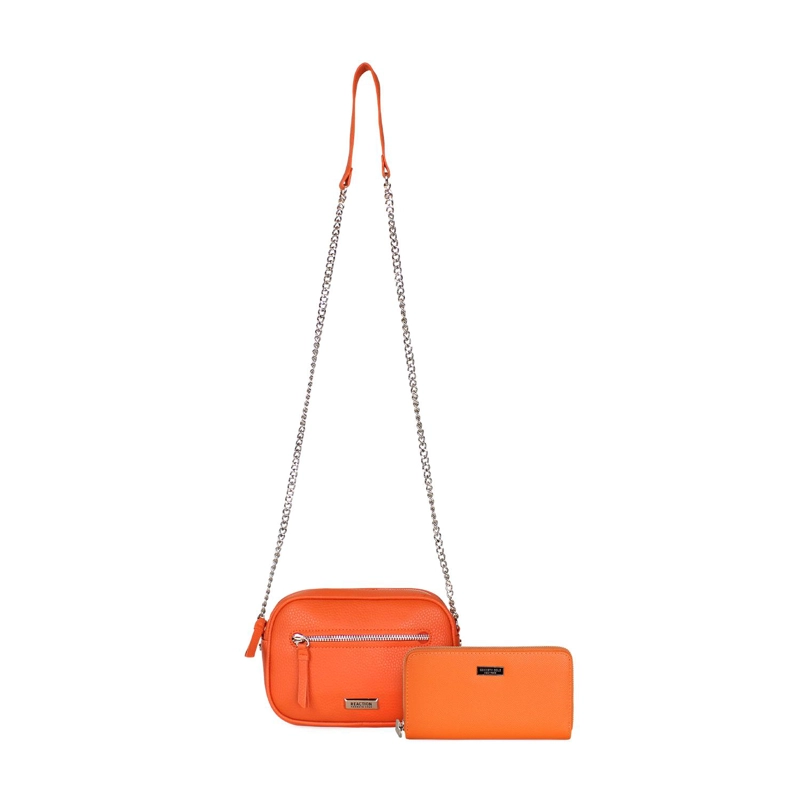 PACK KENNETH COLE CARTERA CALIXTA + BILLETERA DE MUJER BESSIE ORANGE - 1