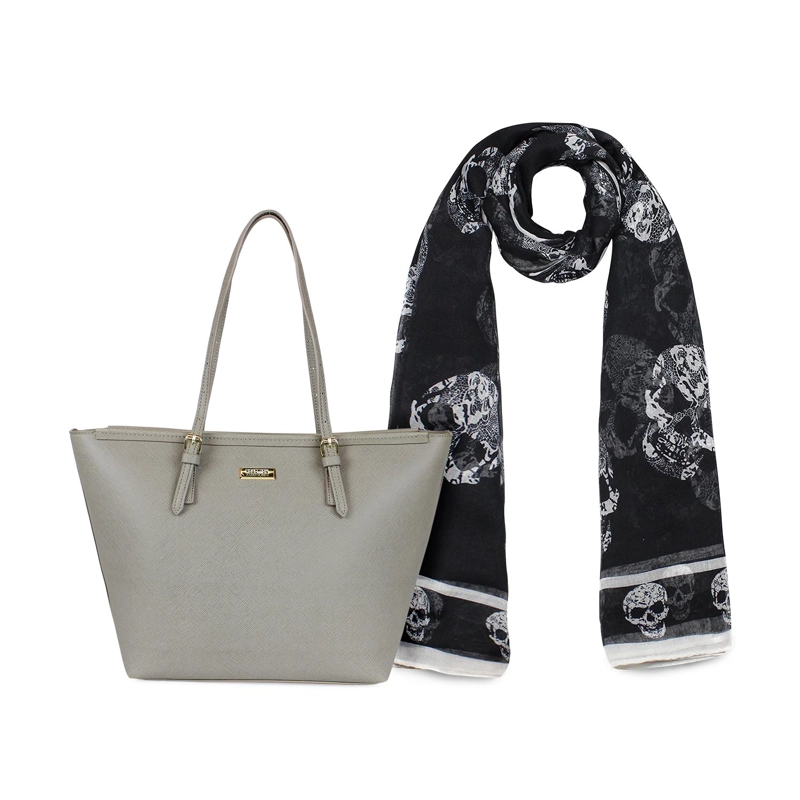 PACK KENNETH COLE CARTERA TEMPO GRIS + PAÑUELO ONI NEGRO - 1