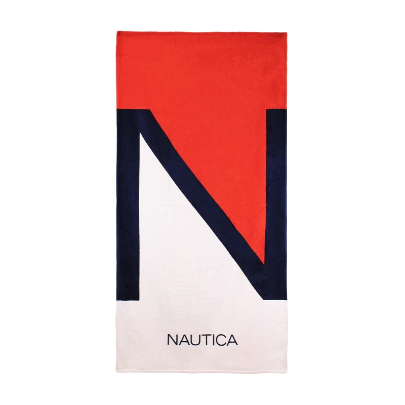 TOALLA DE PLAYA NAUTICA 100% ALGODON 160X80 DISEÑO N TRICOLOR - 1