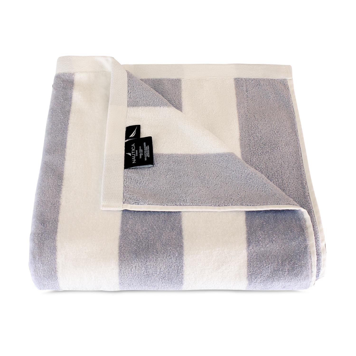 TOALLA DE PLAYA NAUTICA 100% ALGODON 163X81 DISEÑO RAYAS GRIS - 2