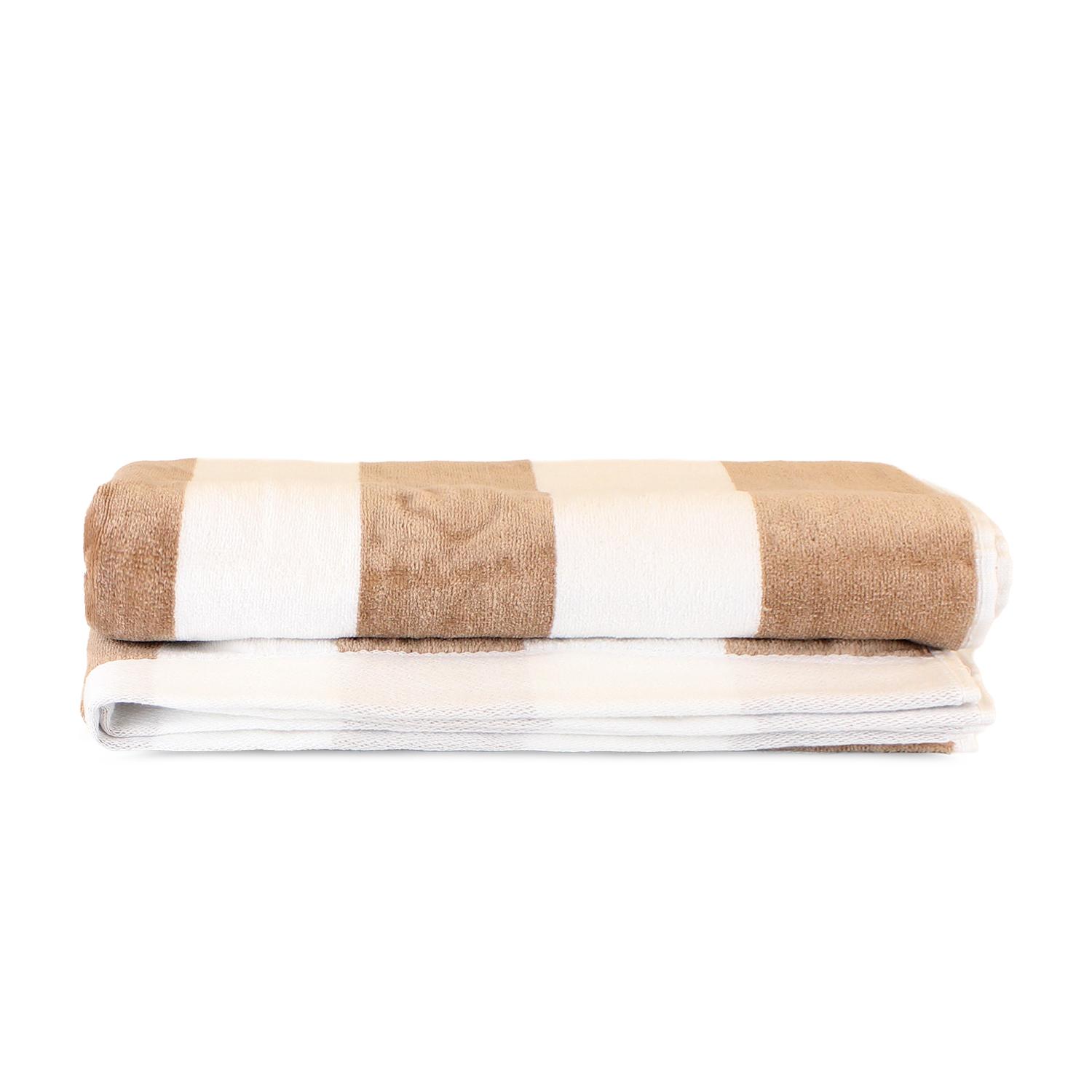 TOALLA DE PLAYA NAUTICA 100% ALGODON 163X81 DISEÑO RAYAS BEIGE - 6