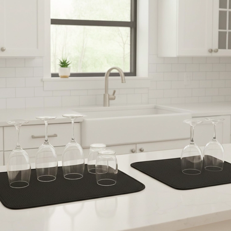 SET 2 TAPETES SECAPLATOS ALTA ABSORCIÓN NAUTICA HOME PARA COCINA - NEGRO - 1