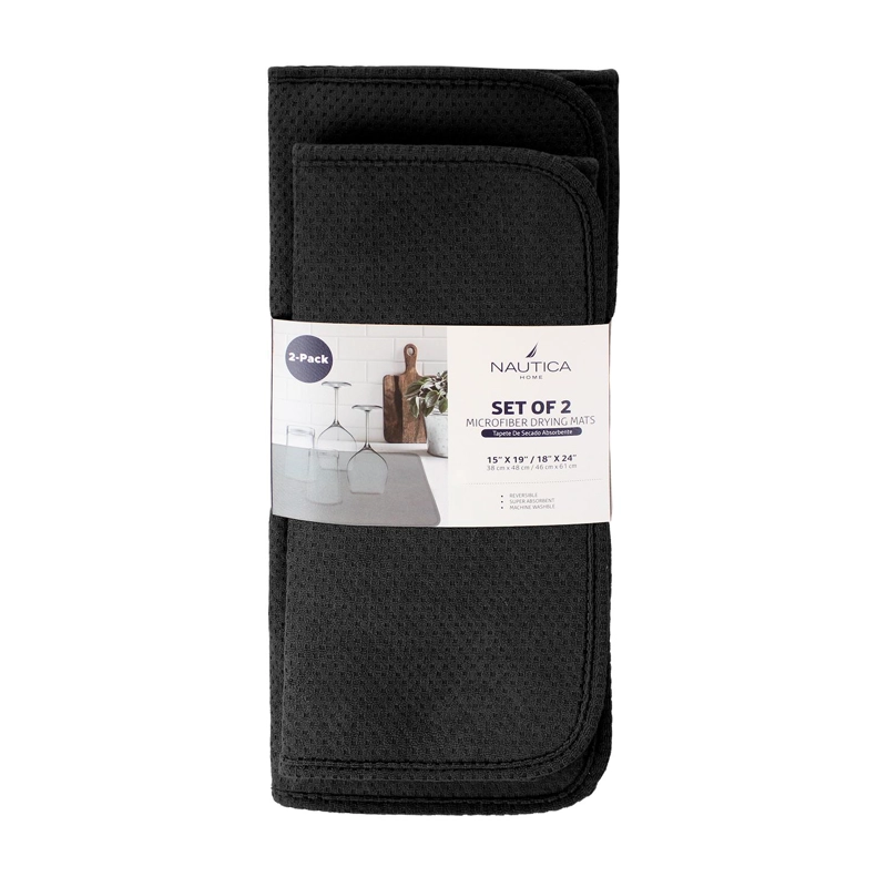 SET 2 TAPETES SECAPLATOS ALTA ABSORCIÓN NAUTICA HOME PARA COCINA - NEGRO - 4