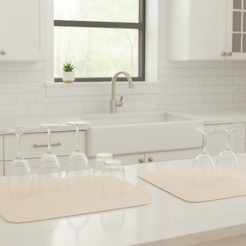 SET 2 TAPETES SECAPLATOS ALTA ABSORCIÓN NAUTICA HOME PARA COCINA - BEIGE - 1