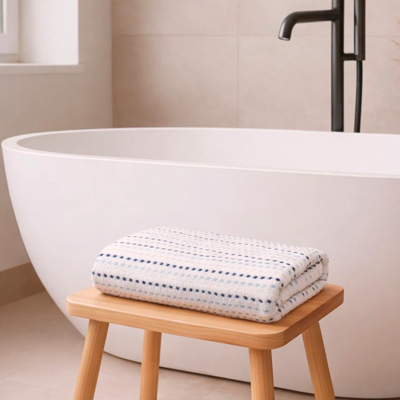 TOALLA DE BAÑO STRIPE NAUTICA HOME 100% ALGODON76X137CM BLANCA - 1