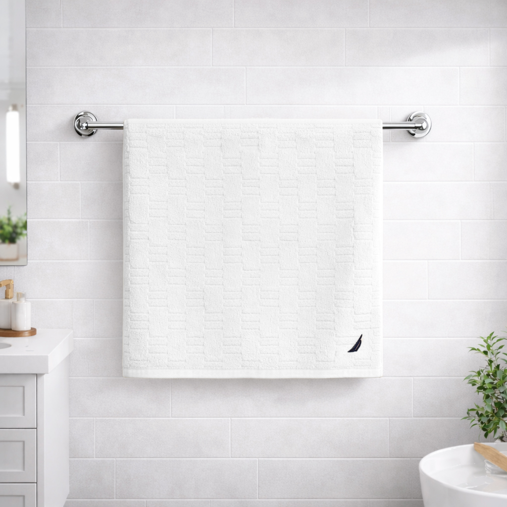 TOALLA DE BAÑO CUERPO SAVOY NAUTICA HOME 76X137CM 100% ALGODON ULTRA SUAVE BLANCA - 2