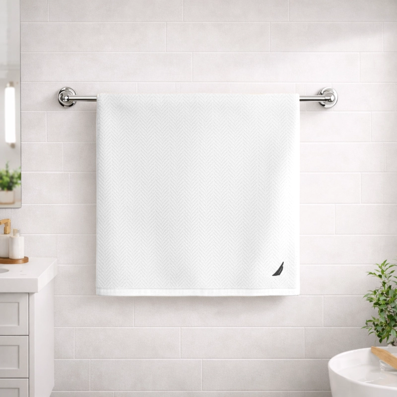 TOALLA DE BAÑO CUERPO VIS NAUTICA HOME 100% ALGODON SUAVE 76X137CM BLANCA - 2
