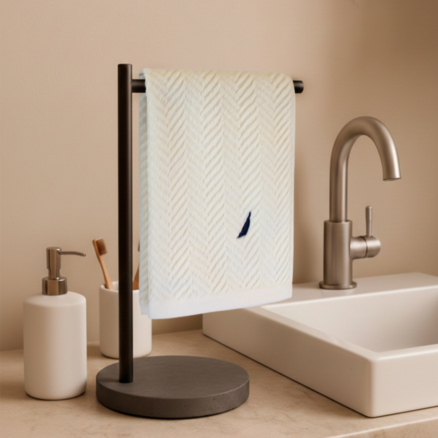 TOALLA DE CARA VIS NAUTICA 100% ALGODON 30X50CM PIELES SENSIBLES CREMA - 1