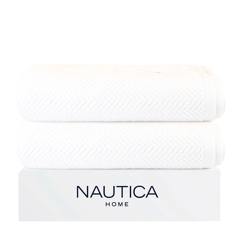PACK 2 TOALLAS DE BAÑO VIS NAUTICA HOME 100% ALGODON SUAVE 76X137CM BLANCA - 1