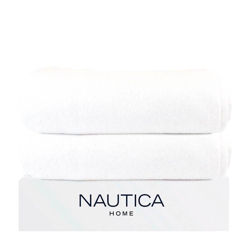 PACK 2 TOALLAS DE BAÑO NAUTICA HOME 100% ALGODON ALTA CALIDAD 76X152CM WHITE - 1