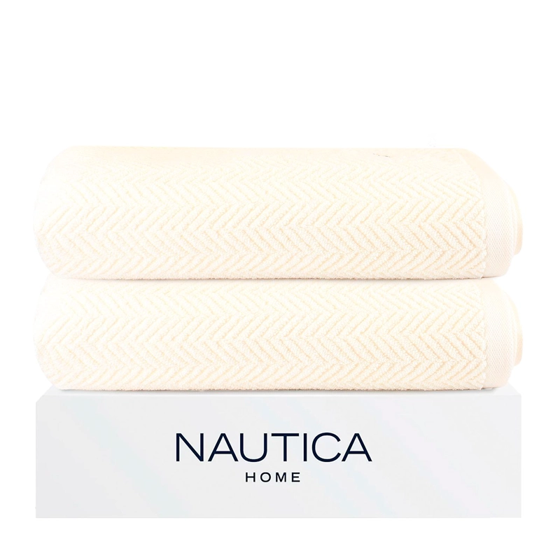 PACK 2 TOALLAS DE BAÑO VIS NAUTICA HOME 100% ALGODON SUAVE 76X137CM CREMA - 1