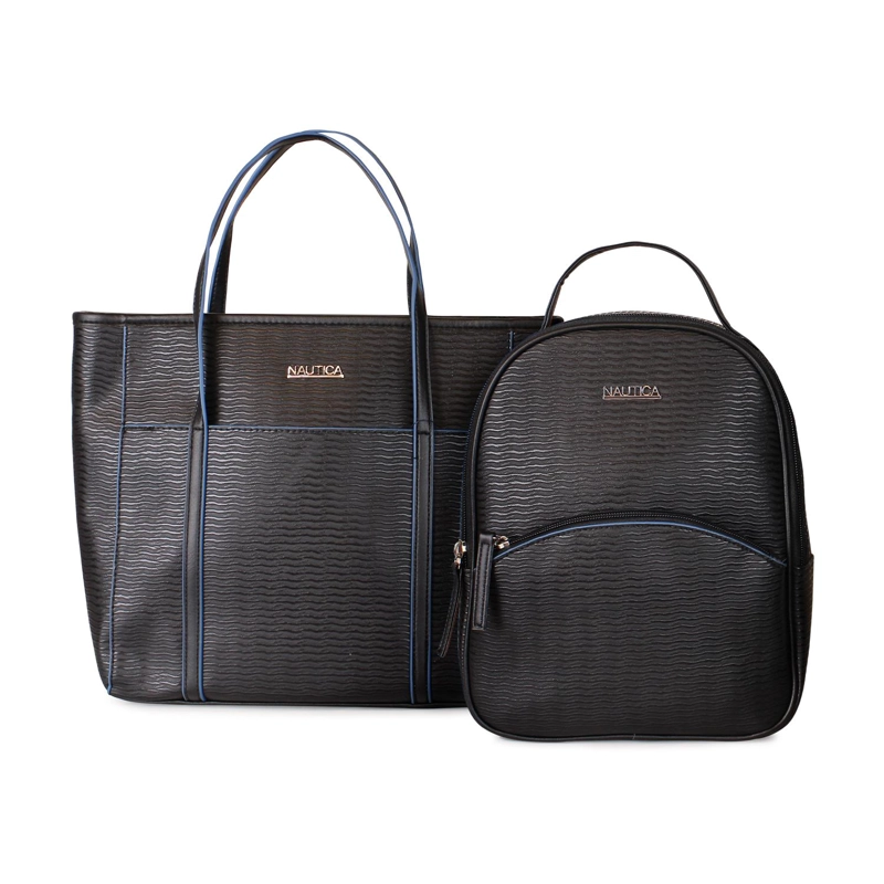 PACK LEEWAY NAUTICA MOCHILA + CARTERA NEGRA - 1