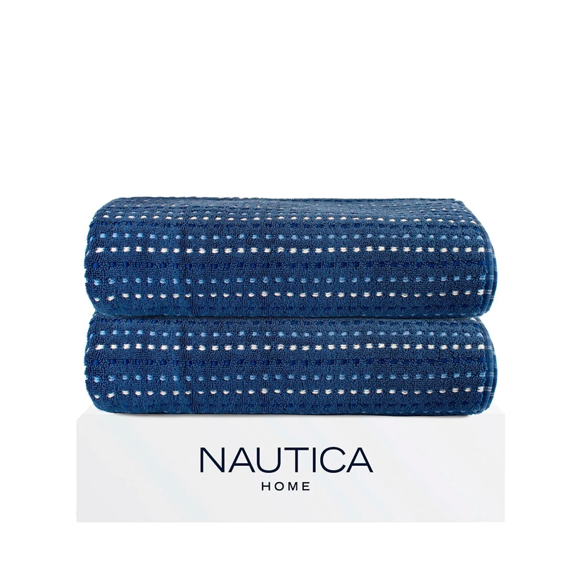 PACK 2 TOALLAS DE BANO STRIPE NAUTICA HOME 100% ALGODON76X137CM AZUL