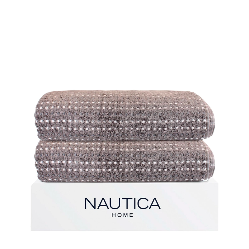PACK 2 TOALLAS DE BAÑO STRIPE NAUTICA HOME 100% ALGODON76X137CM GRIS - 1