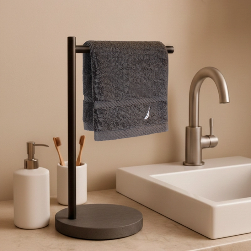 TOALLA DE CARA SIGNATURE NAUTICA 100% ALGODON 33X33CM PREMIUM GRIS OSCURO - 1
