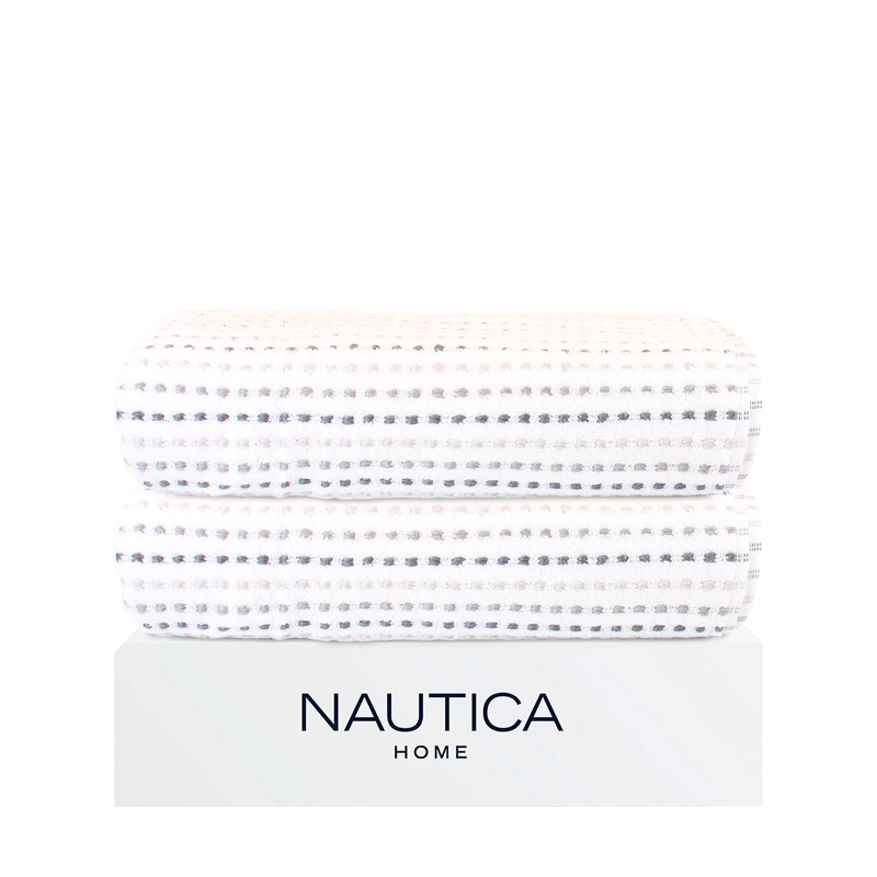 PACK 2 TOALLAS DE BAÑO STRIPE NAUTICA HOME 100% ALGODON76X137CM WHITE - 1