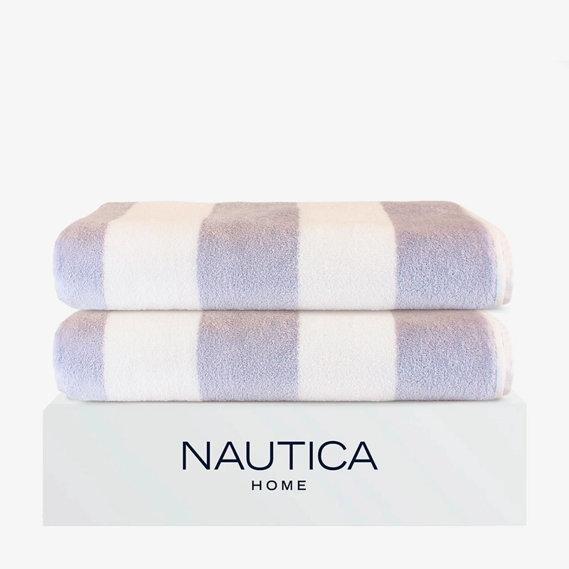 2 TOALLAS DE PLAYA NAUTICA HOME 100% ALGODON 163X81CM CABANA GRIS - 1