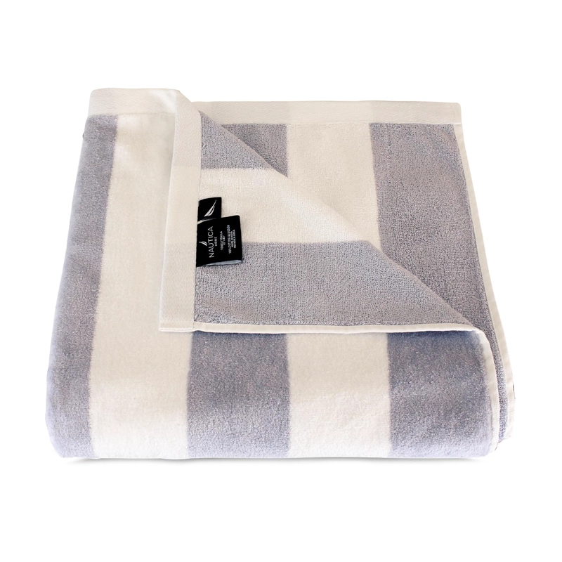 2 TOALLAS DE PLAYA NAUTICA HOME 100% ALGODON 163X81CM CABANA GRIS - 2