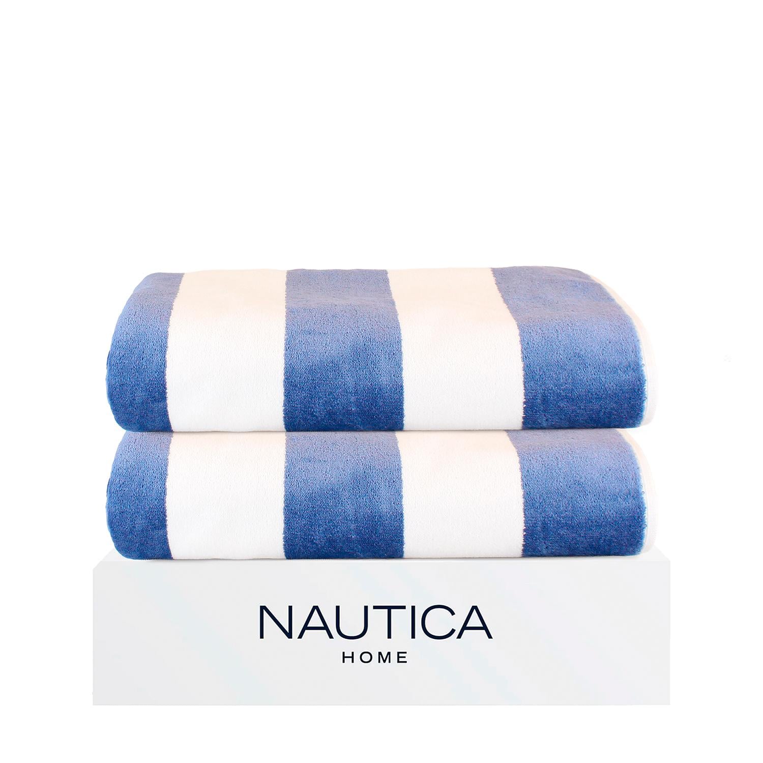 2 TOALLAS DE PLAYA NAUTICA HOME 100% ALGODON 163X81CM CABANA AZUL - 1
