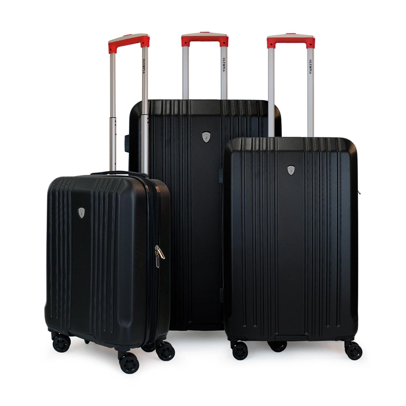SET DE 3 MALETAS S+M+L OLYMPIA NEGRO-ROJA - 1