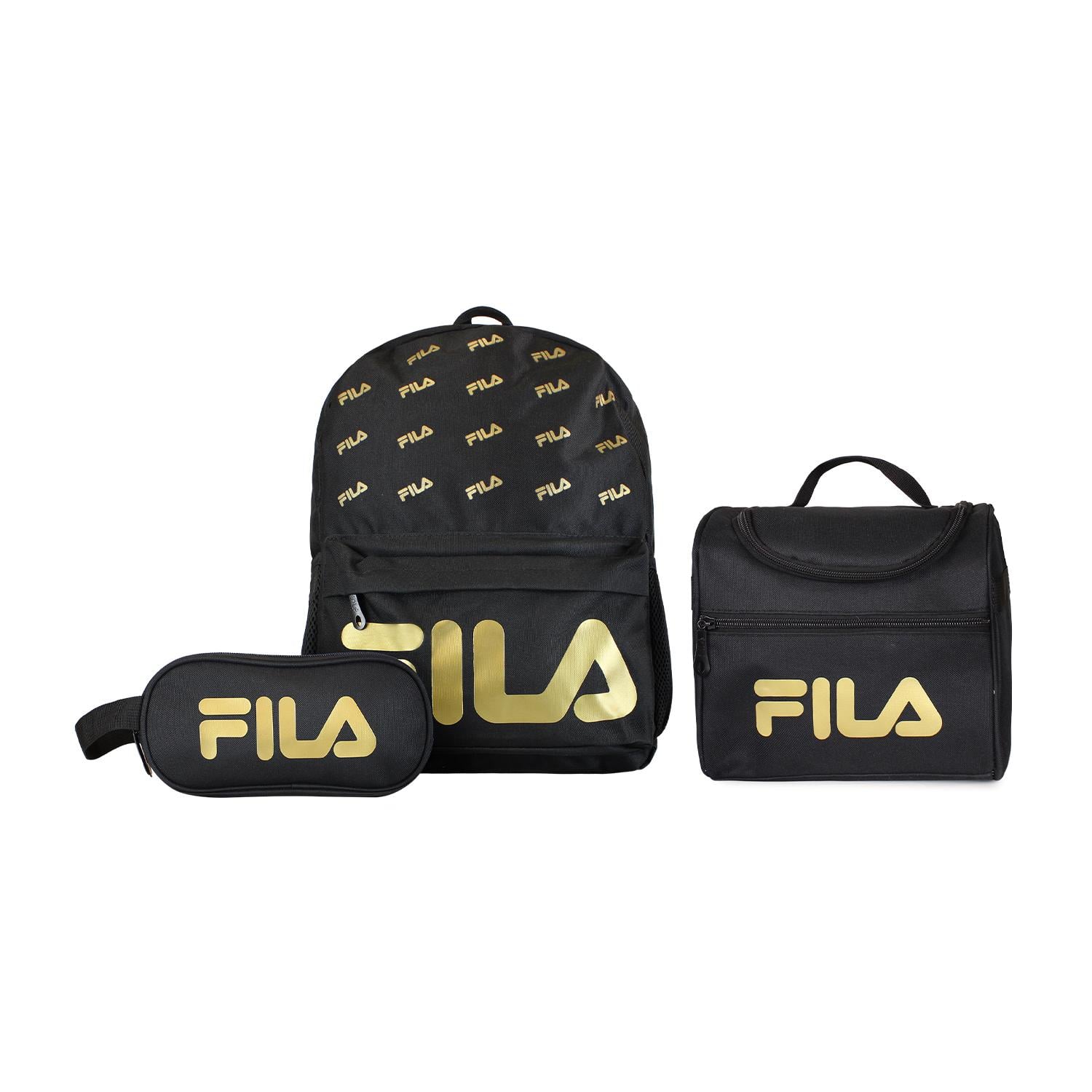 SET FILA MOCHILA 16LTS URBANIX + LONCHERA TE RMICA + ESTUCHE SPARK NEGRO-GOLD - 1