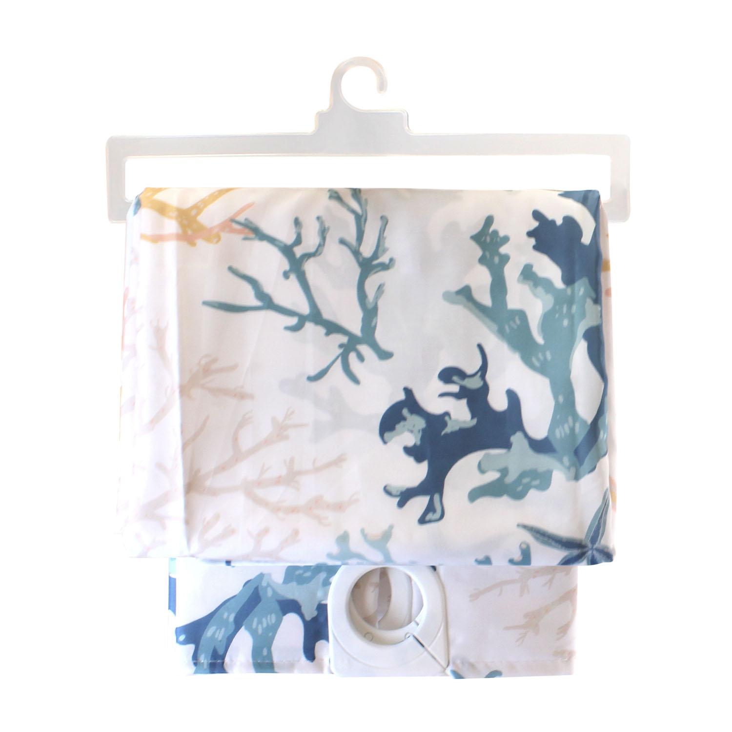 SET PARA BAÑO NAUTICA HOME CORTINA+ALFOMBRA+CESTA DISEÑO CORALES DE MAR - 2