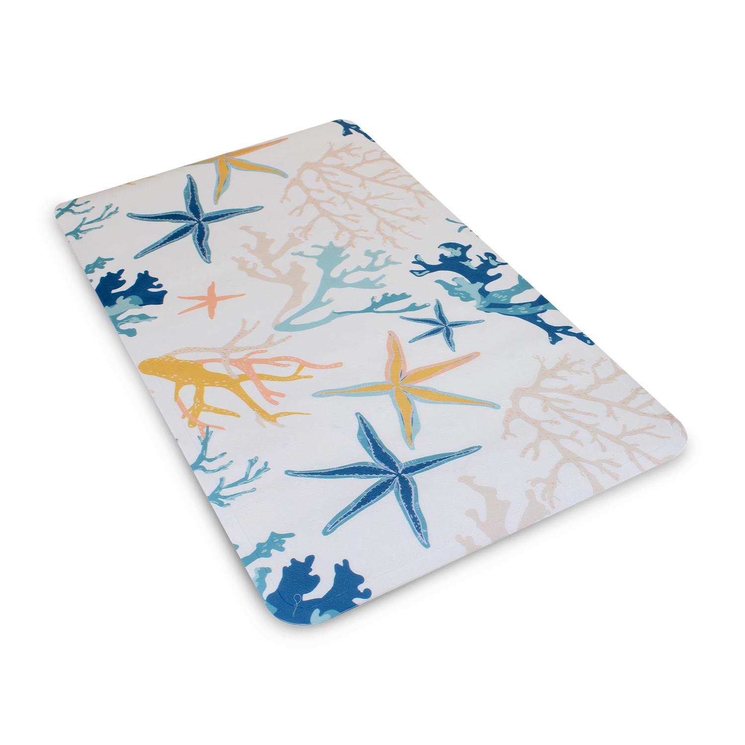SET PARA BAÑO NAUTICA HOME CORTINA+ALFOMBRA+CESTA DISEÑO CORALES DE MAR - 5