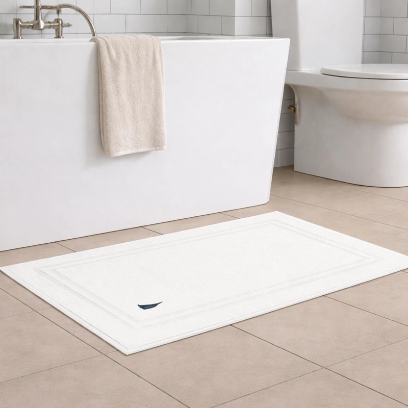 SET 4 TOALLAS NAUTICA SAVOY CARA+MANO+CUERPO+PISO 100% ALGODON ALTA CALIDAD BLANCO - 7