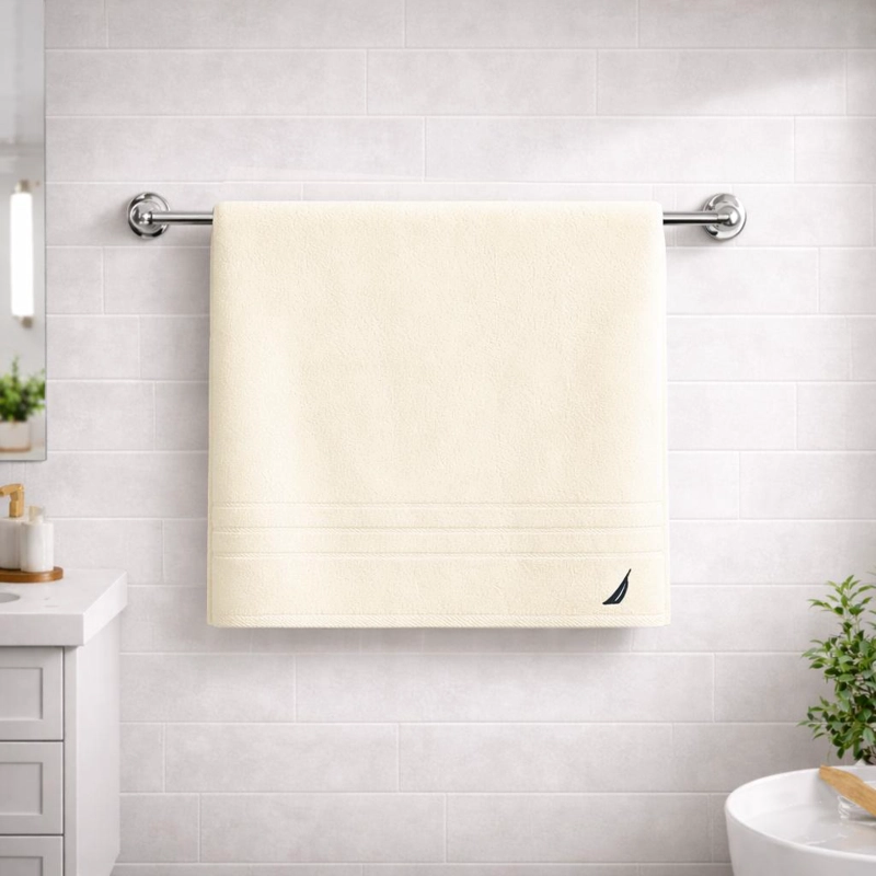 SET 3 TOALLAS NAUTICA SIGNATURE CARA+MANO+CUERPO 100% ALGODON ALTA CALIDAD BEIGE - 6