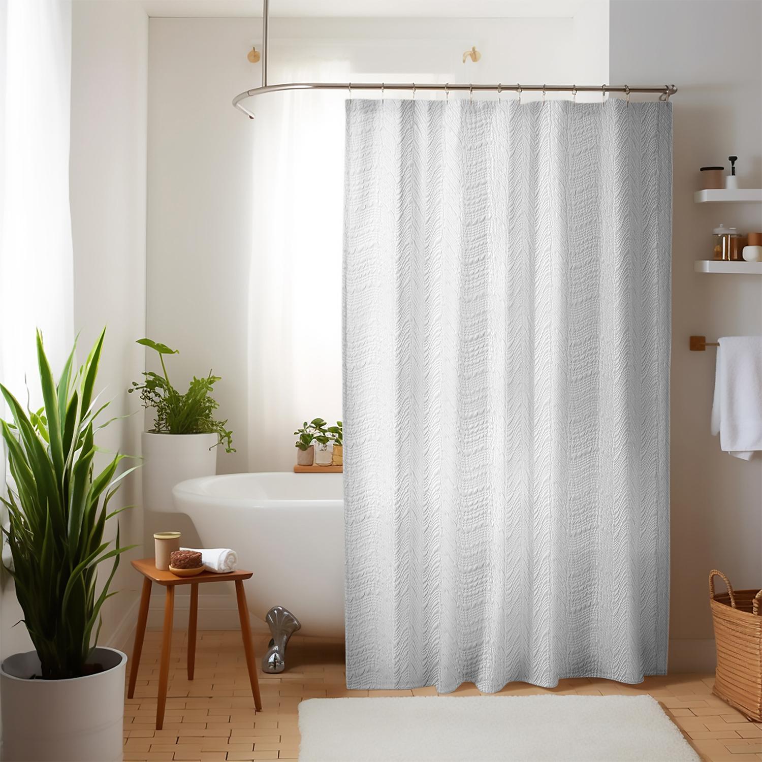 CORTINA DE BAÑO NAUTICA HOME 180X180CM DISEÑO 3D OLAS - 1
