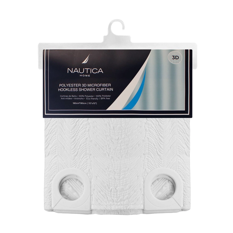 CORTINA DE BAÑO NAUTICA HOME 180X180CM DISEÑO 3D OLAS - 5
