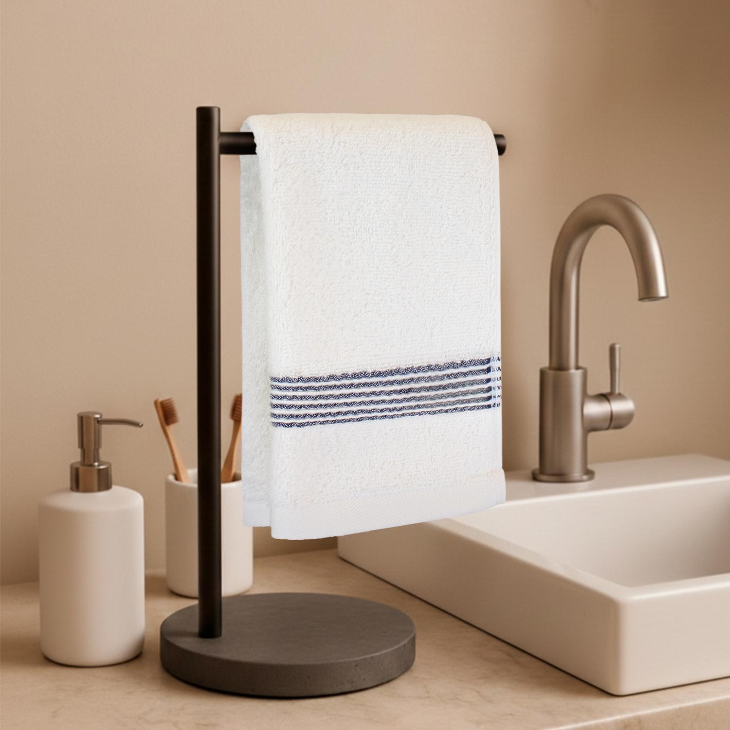 TOALLA DE CARA MAV NAUTICA 100% ALGODON SUAVE 30X50CM BLANCA-AZUL MARINO - 1