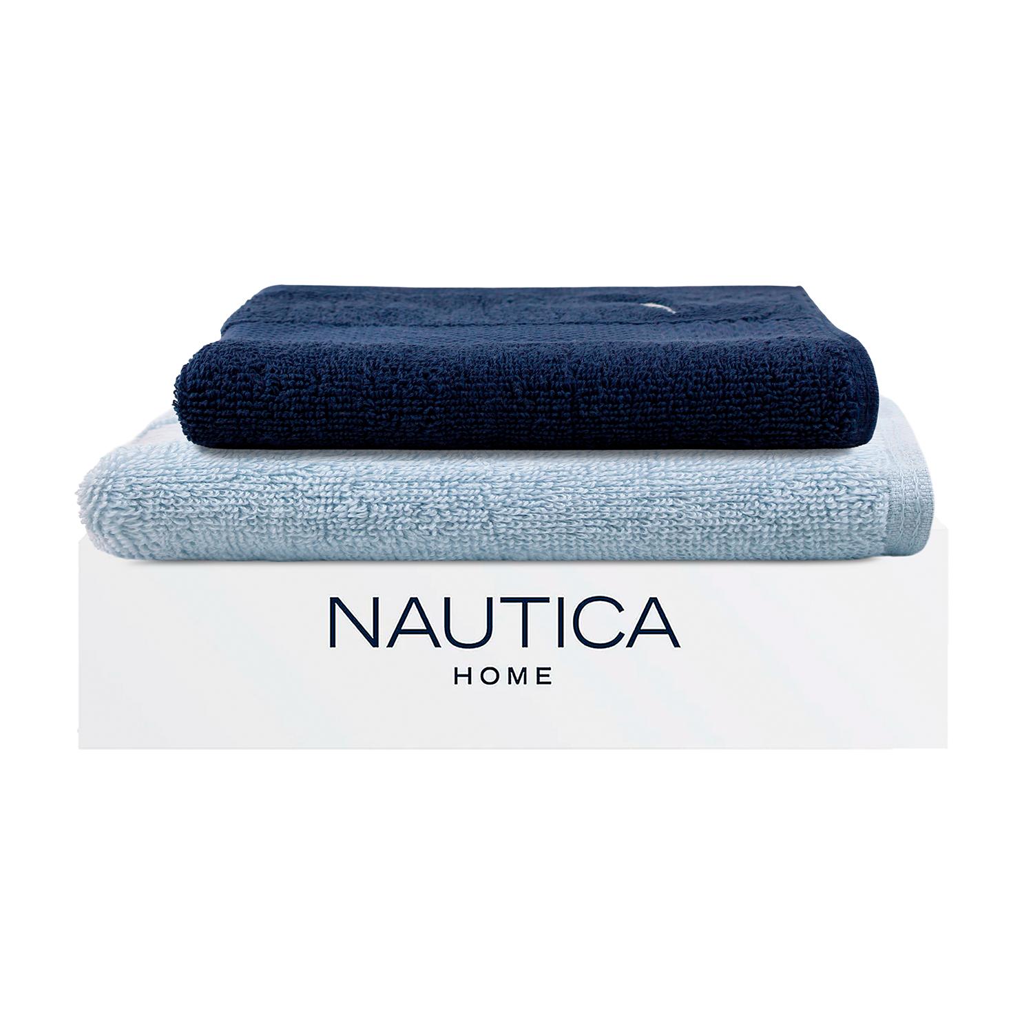SET 2 TOALLAS NAUTICA HEAVEN CARA+MANO 100% ALGODON ALTA CALIDAD AZUL CELESTE - 1