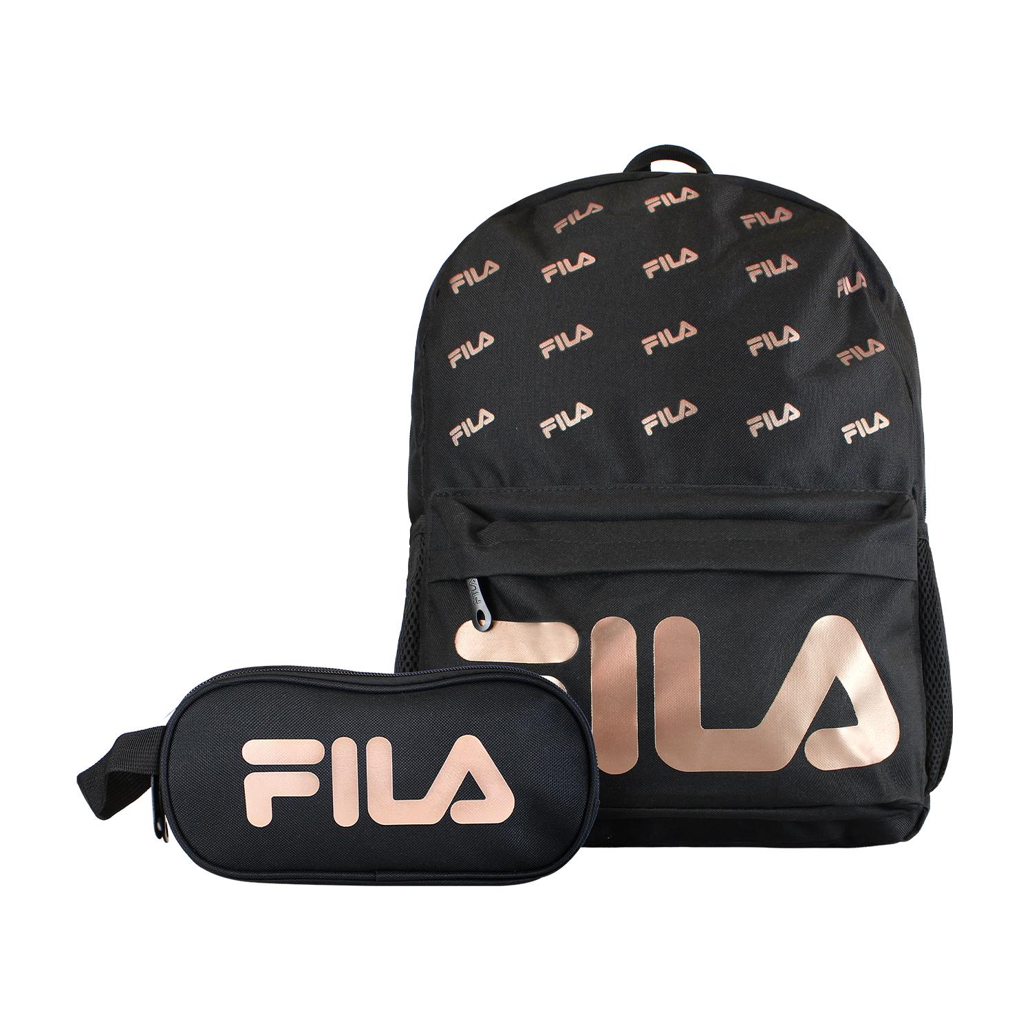 PACK FILA MOCHILA 16LTS URBANIX + ESTUCHE NECESER SPARK NEGRO-ROSE GOLD - 1